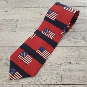 Men's Ralph Lauren Chaps Striped Navy Red American Flag USA Preppy Tie